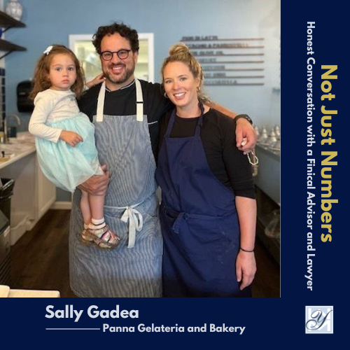 The image shows Sally Gadea, owner of Panna Gelateria and Bakery, posing happily alongside her husband who is holding their young child within their bakery establishment. Page topic Financial Planning with Certificates of Deposit